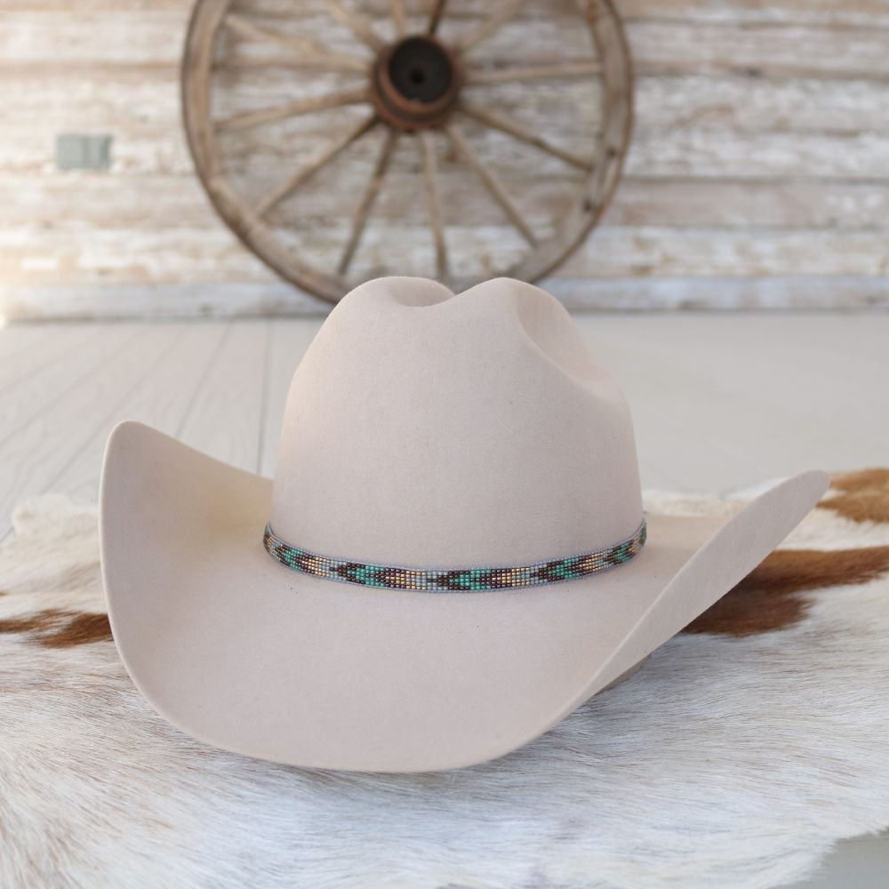 Grey Chevron Beaded Hat Band
