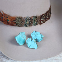 Turquoise Stone Button Hat Pin
