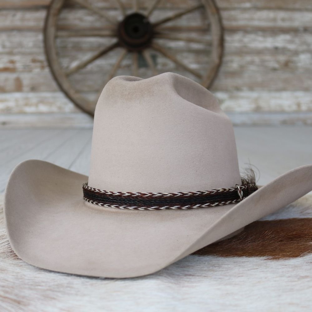 Genuine Horsehair 6 Strand Braided Hat Band with Single Tassel - Gambler