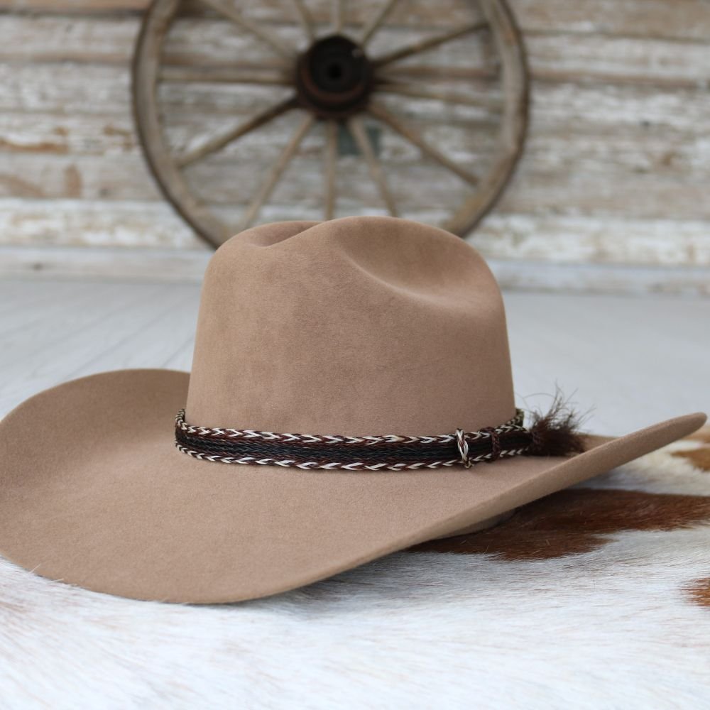 Genuine Horsehair 6 Strand Braided Hat Band with Single Tassel - Gambler