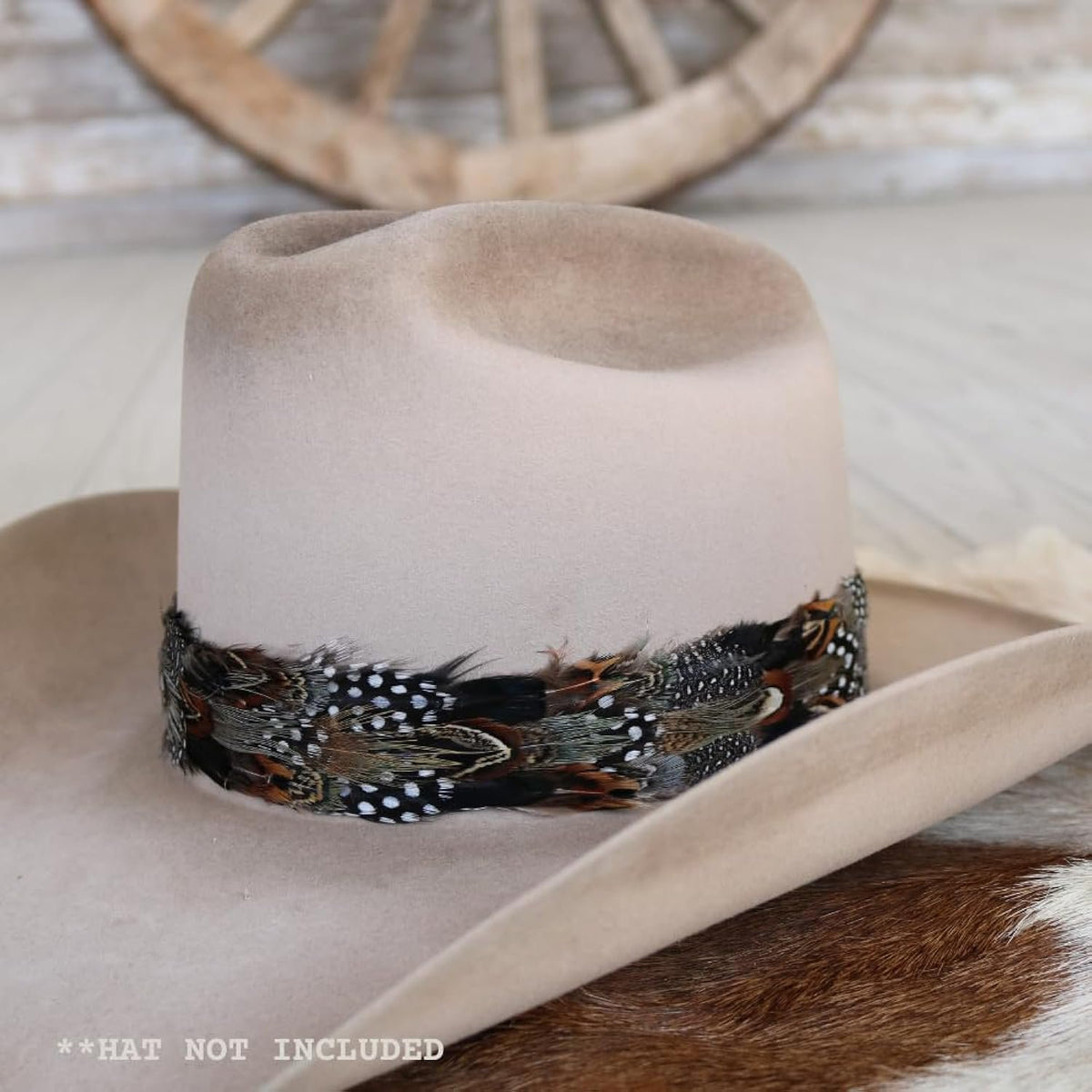 Falcon Western Feather Hat Band for Cowboy Hats and Fedoras for Men and Women Adjustable Western Style Accessory with Natural Feathers Handmade Rustic Look Classic Fit