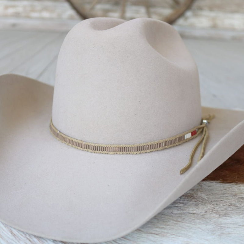 Lane Stitch Tan Beaded Hat Band