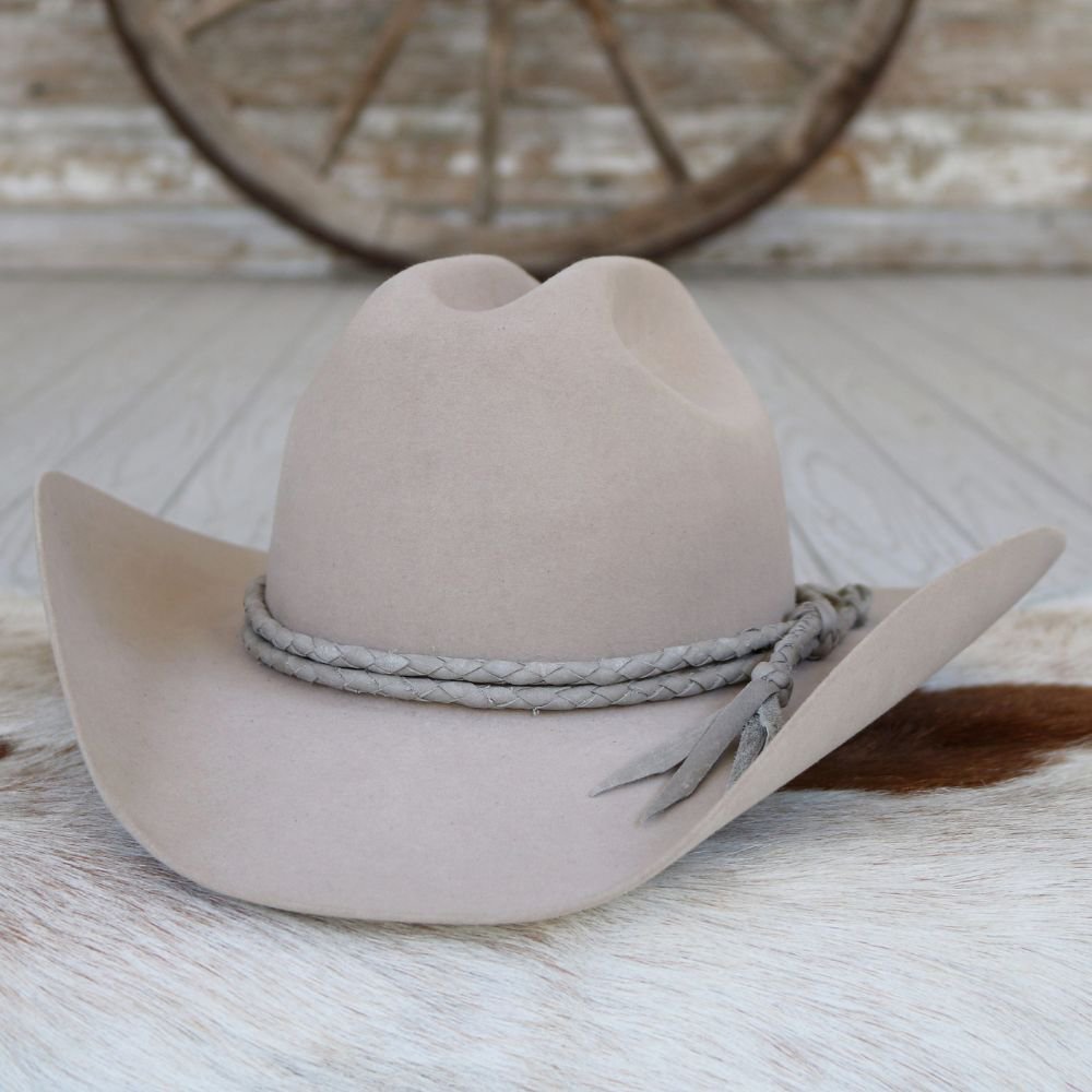Light Grey Double Braided Leather Hat Band