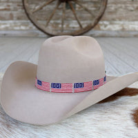 American Flag Beaded Hat Band