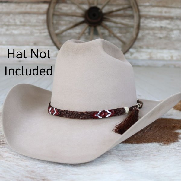 Genuine Horsehair 5 Strand Braided Hat Band with Double Tassel