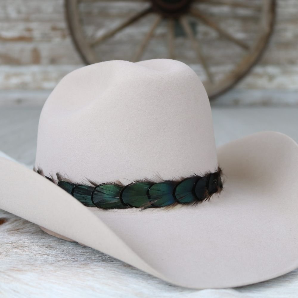 Iridescent Green Feather Hat Band - Ridge