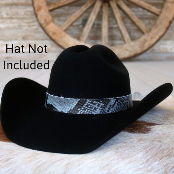 Grey Snake Print Leather Hat Band