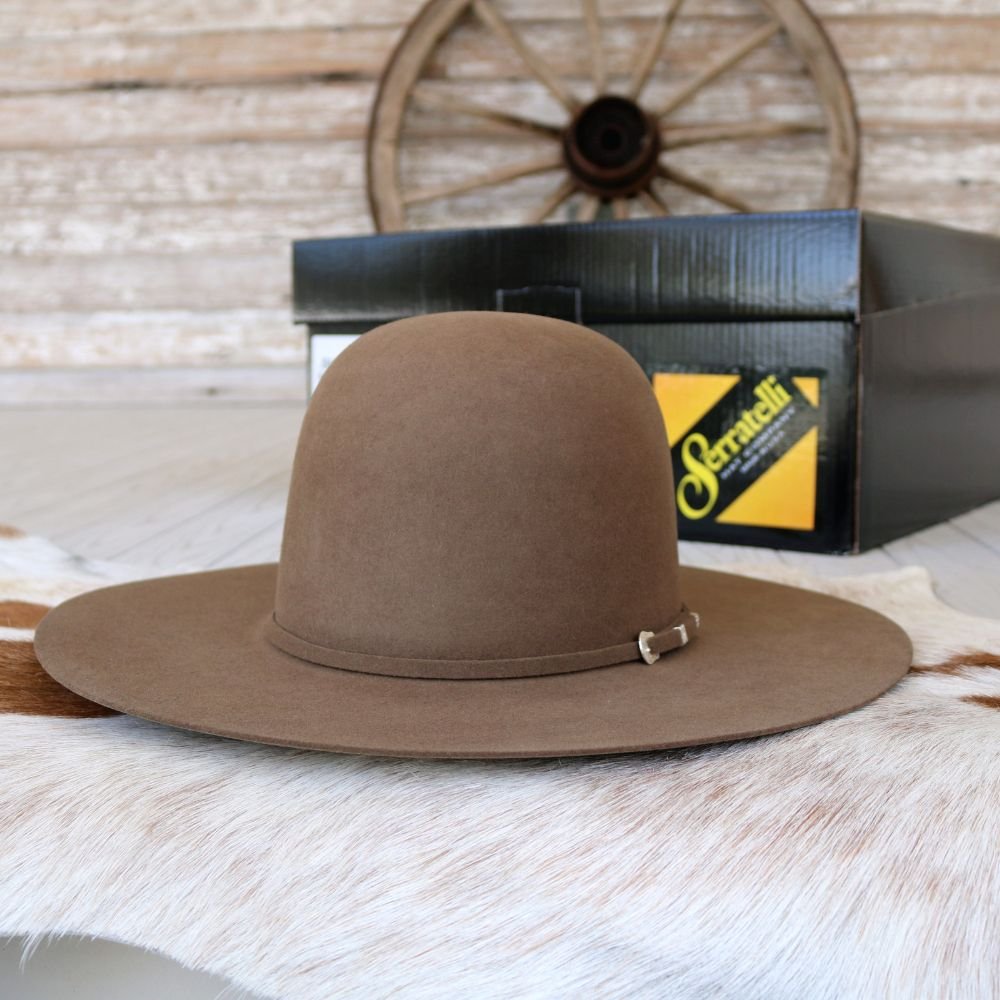 Serratelli Pecan 6X Beaumont Open Crown Felt Cowboy Hat - Size 8
