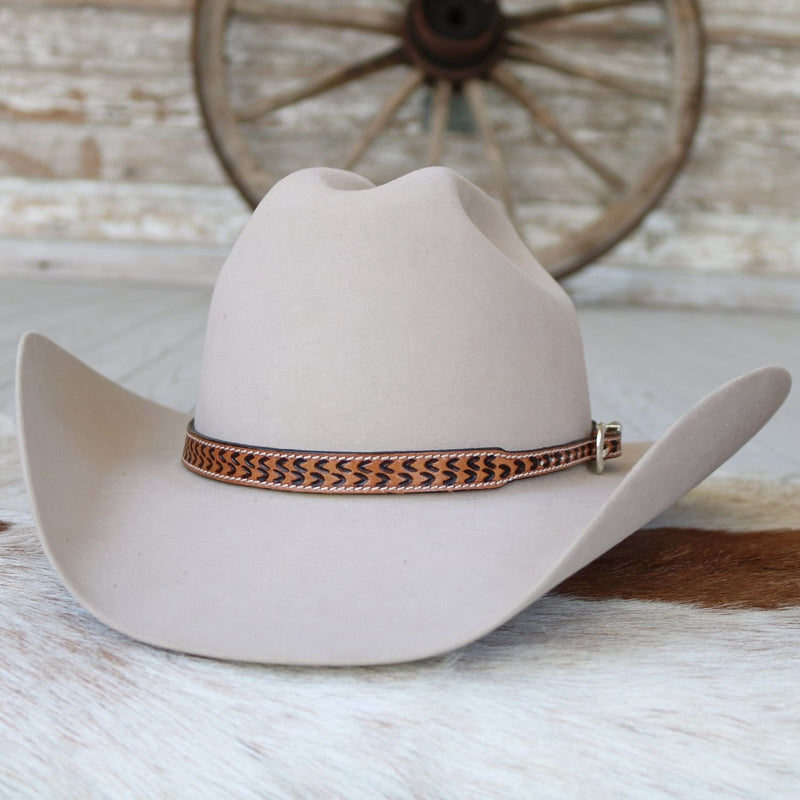 Brown Leather Stamped Hat Band - Cimarron