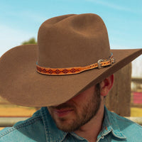 Tooled Diamond Leather Hat Band