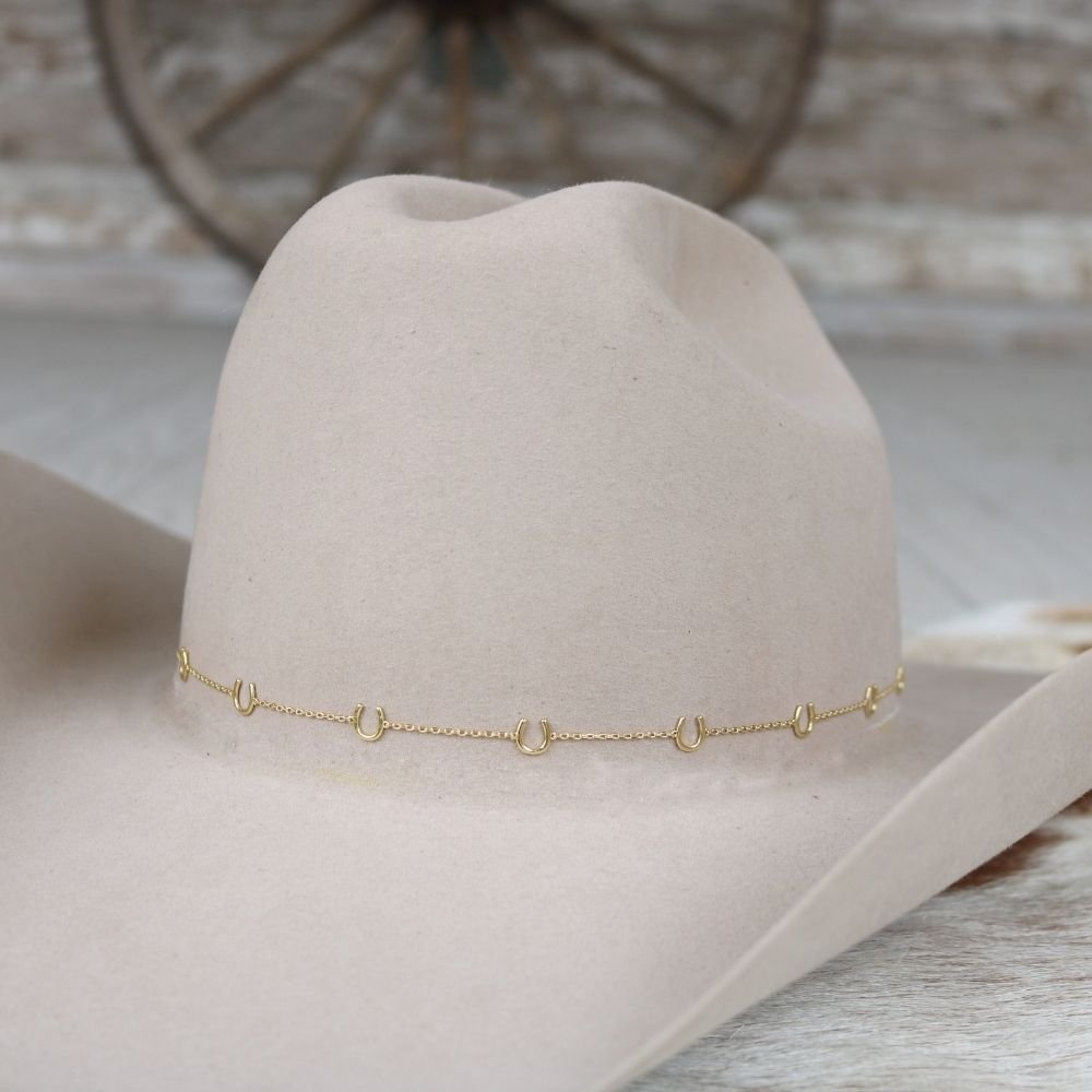 14K Gold Plated Horseshoe Chain Hat Band