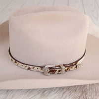 Cowhide Hat Band Brown with Silver Buckle - Branson
