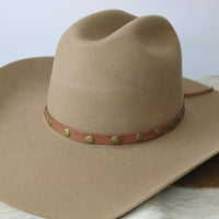 Medium Brown Studded Goat Leather Hat Band