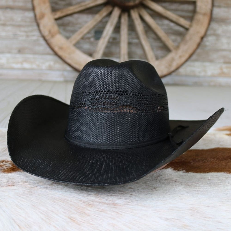 NEW! Wyeth Black Woven Straw Cowboy Hat Wyeth “ISLA” Straw Hat in Black/open Weave Pattern Around  main image 2