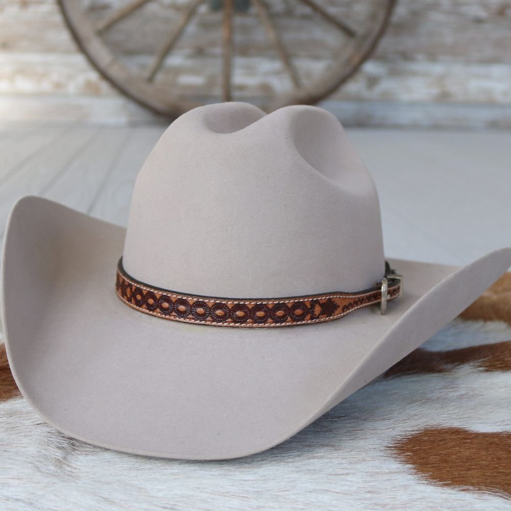 Brown Tooled Leather Hat Band - Jones – Willow Lane Hat Co