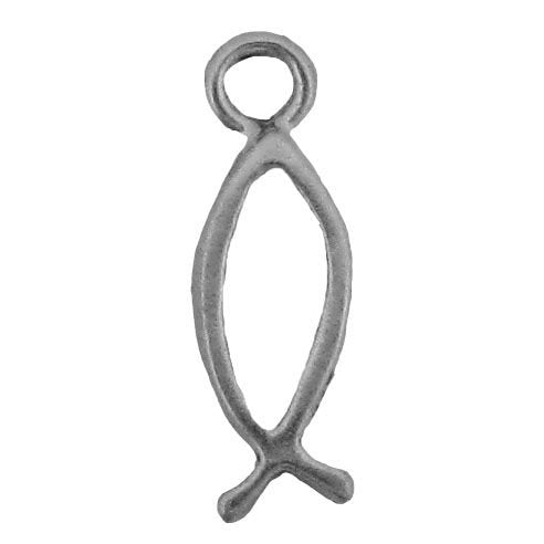 Sterling silver fish charm pendant with textured finish