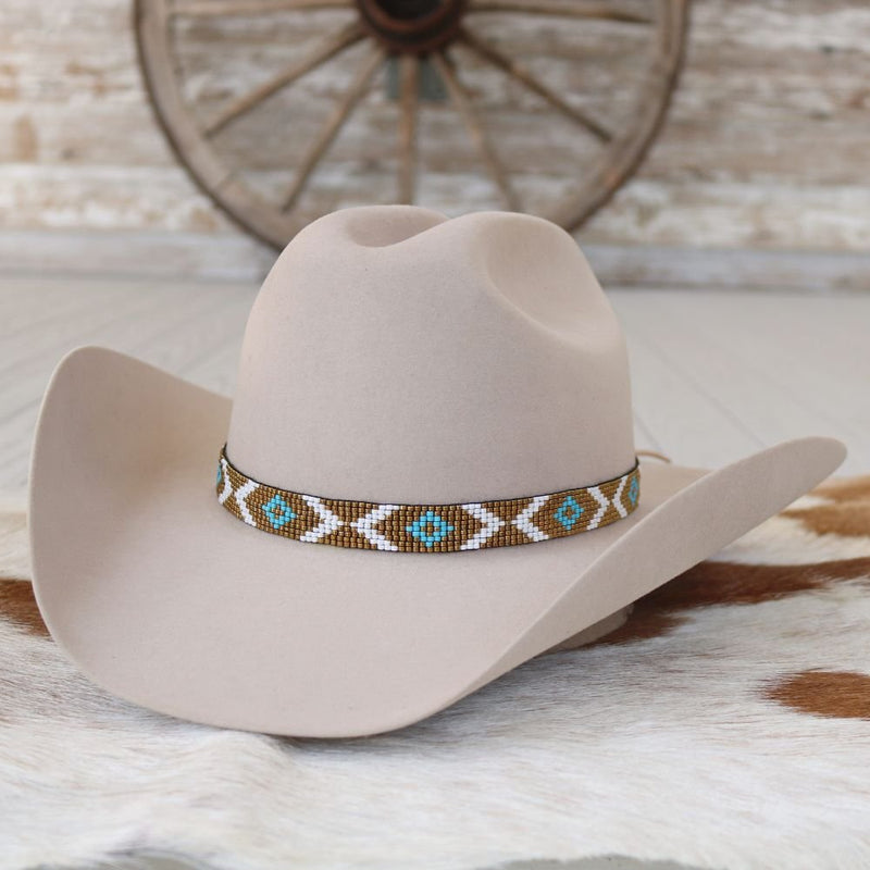Beaded Hat Band Turquoise Diamond & Bronze – Willow Lane Hat Co.