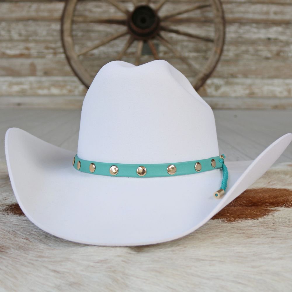 Turquoise Studded Goat Leather Hat Band