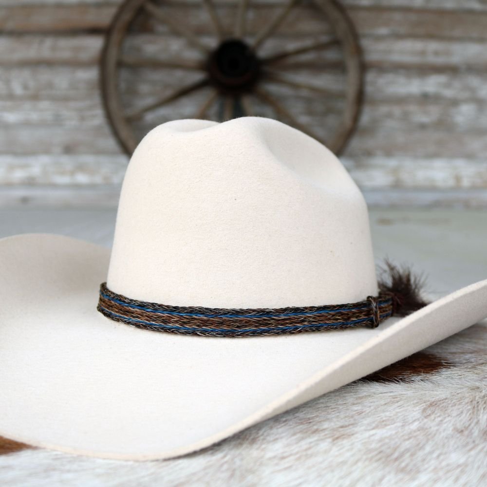 Genuine Horsehair 6 Strand Braided Hat Band with Single Tassel - Taos