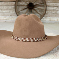 Genuine Horsehair 6 Strand Braided Hat Band with Single Tassel - Chestnut