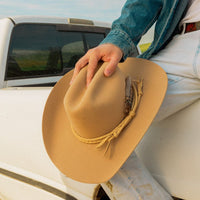 Camel Braided Leather Hat Band