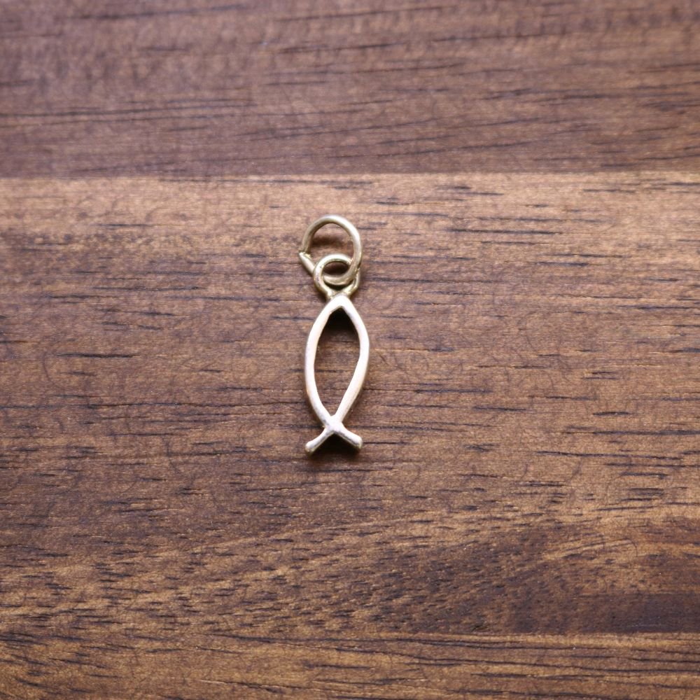 Sterling silver fish charm pendant with open loop bail