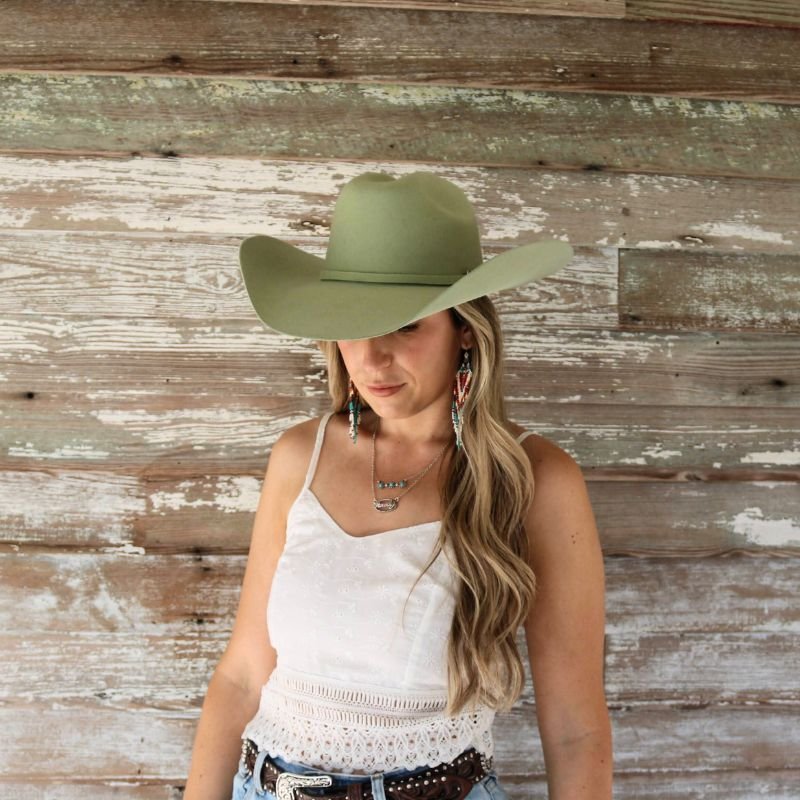 Custom Serratelli Wool Cowboy Hat with Feather Band Feathered Western Hatband: Custom Pendleton or Italian Wool  main image 4