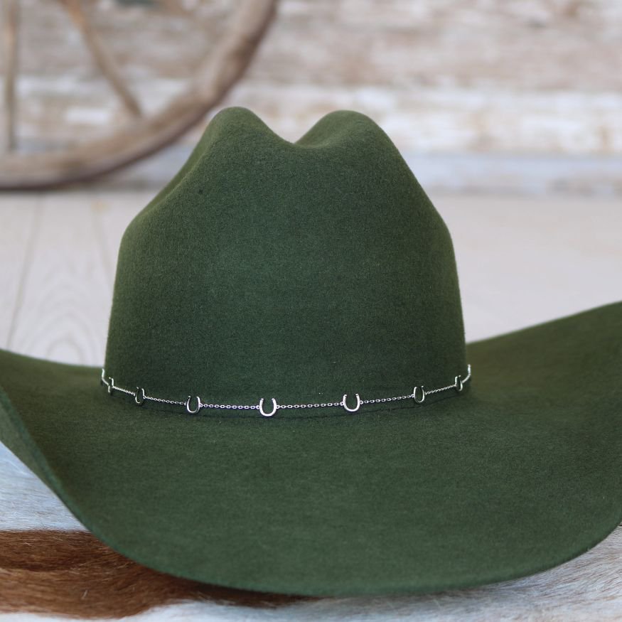 Silver Horseshoe Chain Hat Band