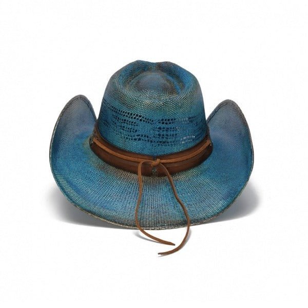 Women's Straw Cowboy Hat | Stampede | Blue | Floral Design