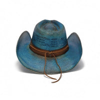 Women's Straw Cowboy Hat | Stampede | Blue | Floral Design