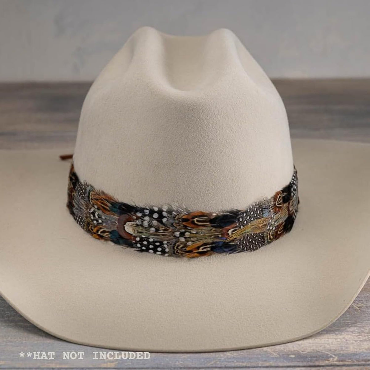 Falcon Western Feather Hat Band for Cowboy Hats and Fedoras for Men and Women Adjustable Western Style Accessory with Natural Feathers Handmade Rustic Look Classic Fit