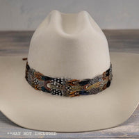 Falcon Western Feather Hat Band for Cowboy Hats and Fedoras for Men and Women Adjustable Western Style Accessory with Natural Feathers Handmade Rustic Look Classic Fit