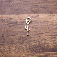 Sterling silver saguaro cactus charm with heart-like loop top
