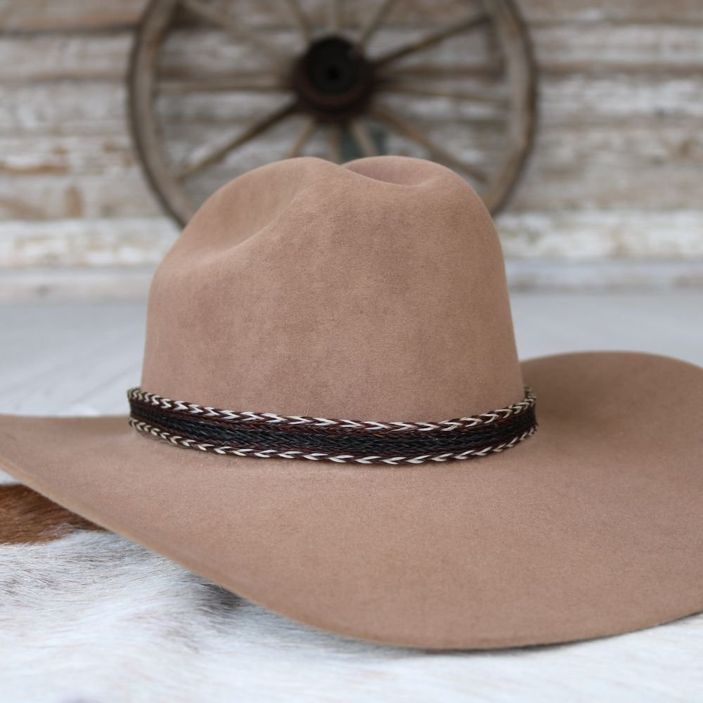 Genuine Horsehair 6 Strand Braided Hat Band with Single Tassel - Gambler
