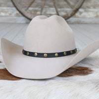 Black Studded Goat Leather Hat Band