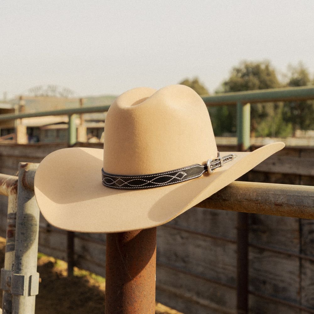Black Leather Boot Stitch Hat Band