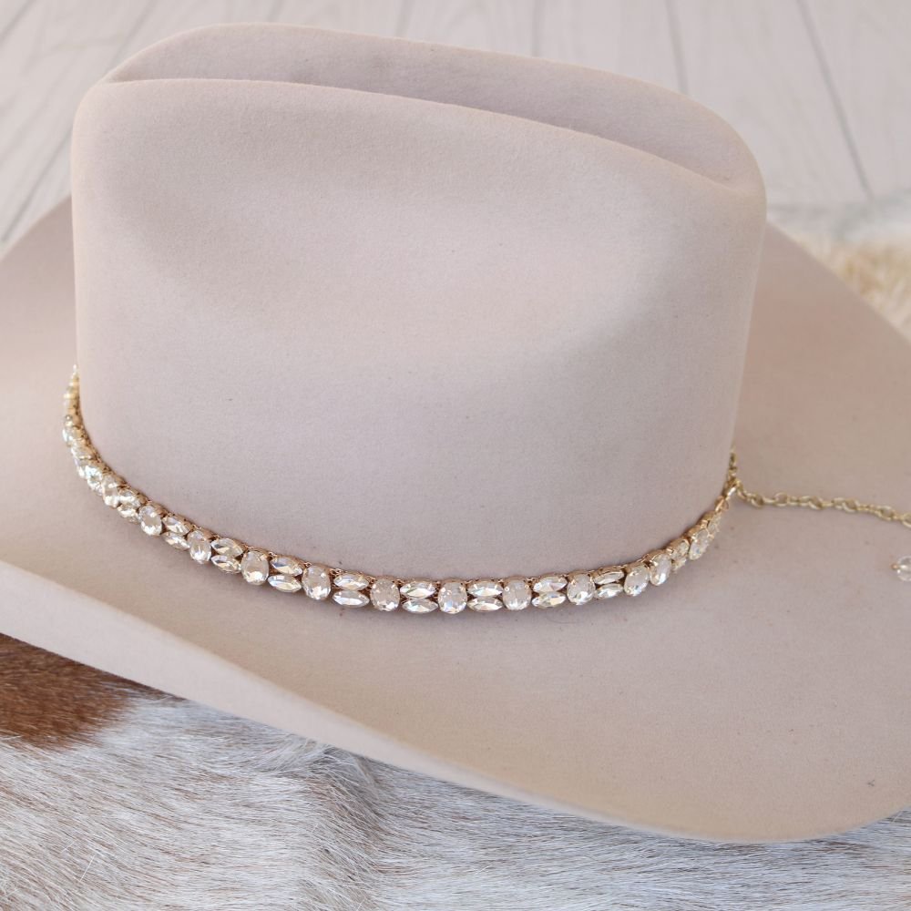 Rose Gold Rhinestone Bling Hat Band - The Kate