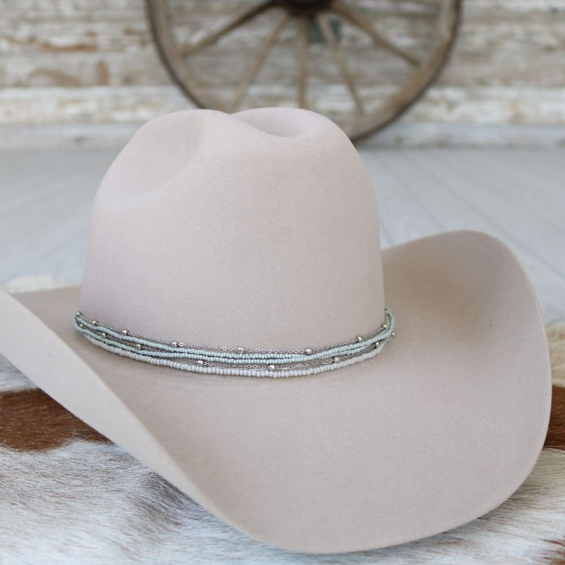 Mist Grey Multi-Strand Beaded Hat Band