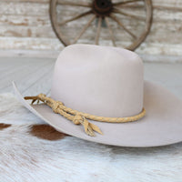 Camel Single Braided Leather Hat Band
