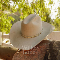 Cream Studded Goat Leather Hat Band