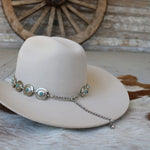 Silver Concho Chain Hat Band Turquoise Stone