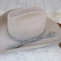 Light Grey Double Braided Leather Hat Band