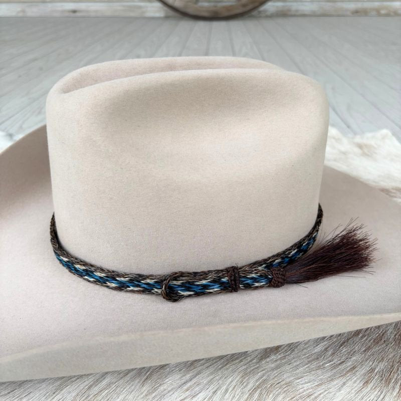 Genuine Horsehair 6 Strand Braided Hat Band with Single Tassel - Caleb