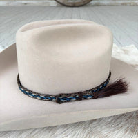 Genuine Horsehair 6 Strand Braided Hat Band with Single Tassel - Caleb