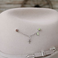 Sterling silver cross charm bracelet with small chain and two accent beads
