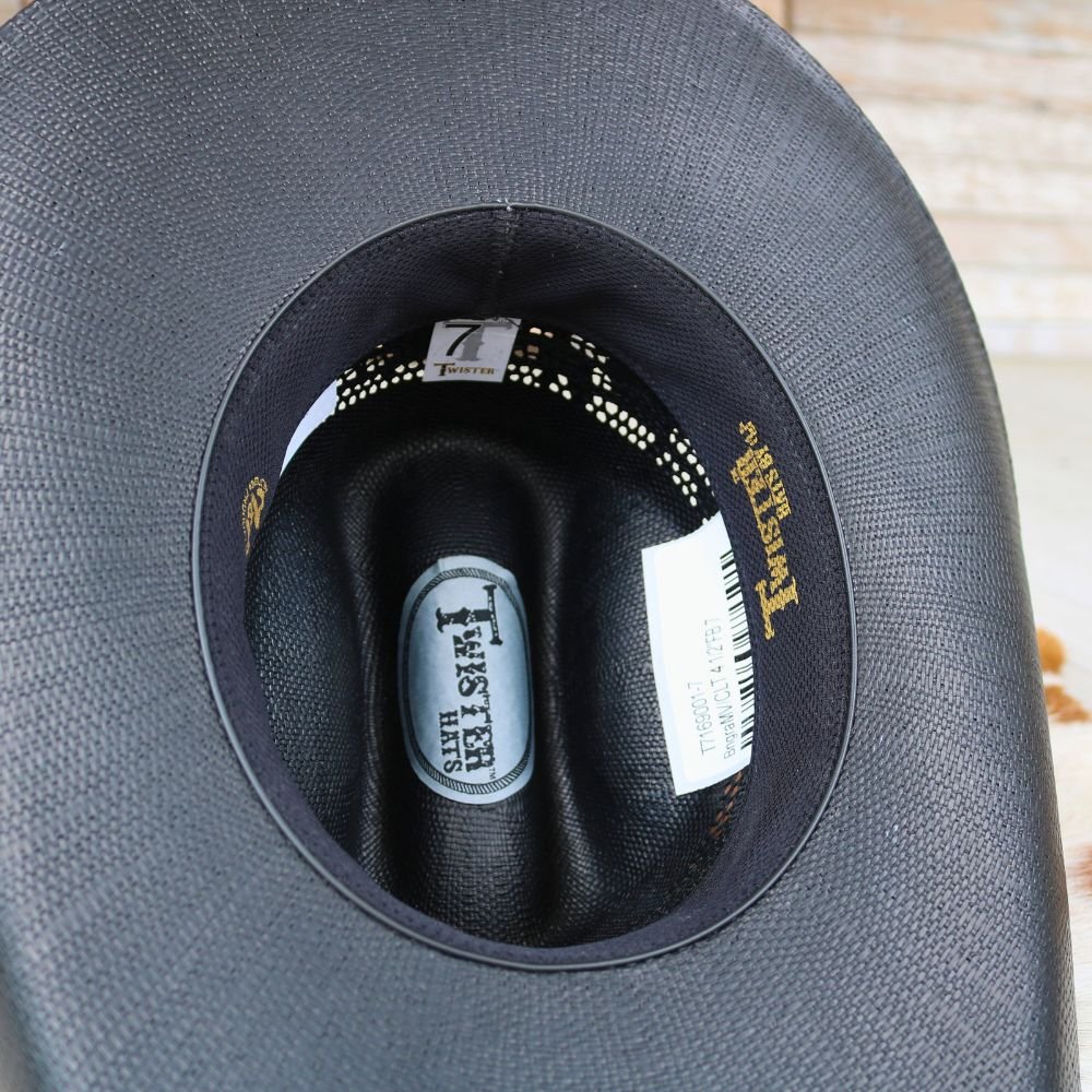 Twister Black Straw Bangora Cowboy Hat