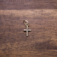 Sterling silver mini cross charm pendant with small dotted border