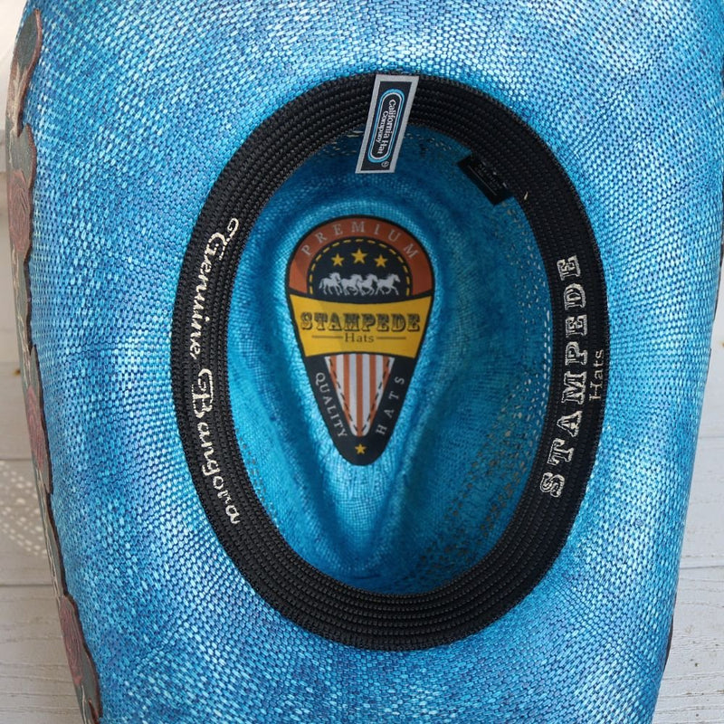 Stampede Women's Blue Straw Cowboy Hat - The Blue Rose