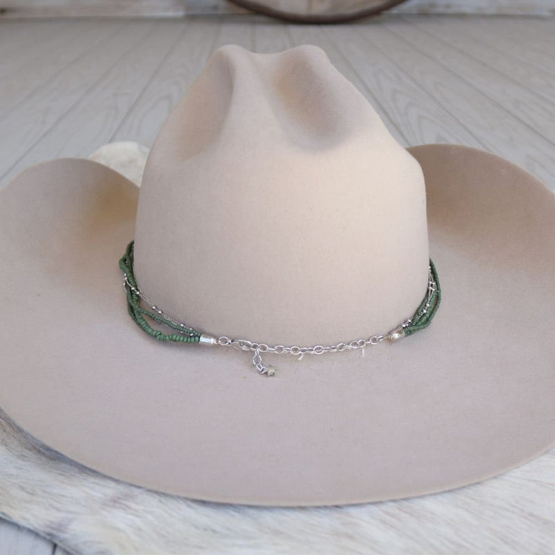 Green Multi-Strand Beaded Hat Band