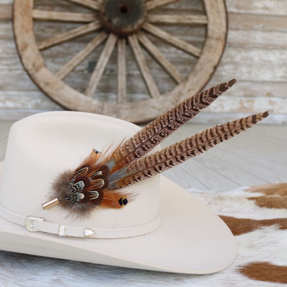 Feather Hat Pin Hat Pin | Metal Feather Silver w/Turquoise Vein – The Cow Lot main image 2